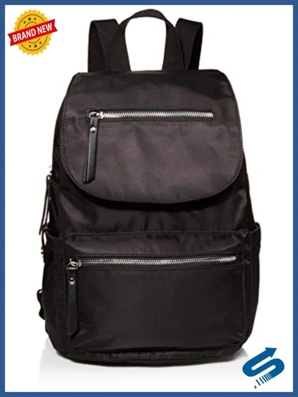 Nylon Flap Backpack with Cell Phone Holder, Lightweight, Checkpoint Friendly